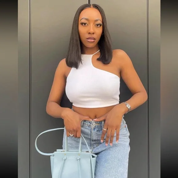 Solid Knitted Casual O-neck Irregular Sleeveless Skinny Crop Size S - Picture 1 of 3